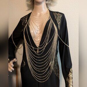 Elegant Gold Tone Statement Body Chain Old Money Little Rich Girl Bling